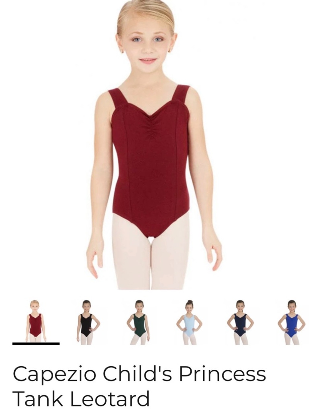 Capezio Child Princess Tank Leotard - Burgundy Child Medium 7-8